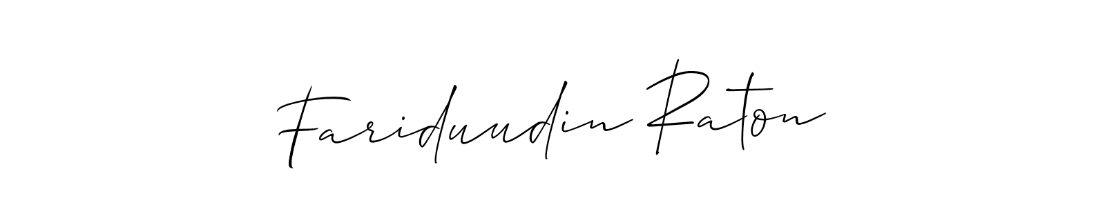 Similarly Allison_Script is the best handwritten signature design. Signature creator online .You can use it as an online autograph creator for name Fariduudin Raton. Fariduudin Raton signature style 2 images and pictures png