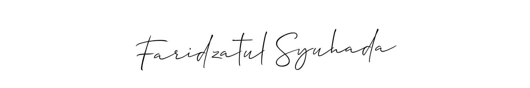 You can use this online signature creator to create a handwritten signature for the name Faridzatul Syuhada. This is the best online autograph maker. Faridzatul Syuhada signature style 2 images and pictures png