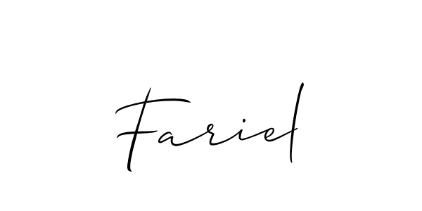 if you are searching for the best signature style for your name Fariel. so please give up your signature search. here we have designed multiple signature styles  using Allison_Script. Fariel signature style 2 images and pictures png