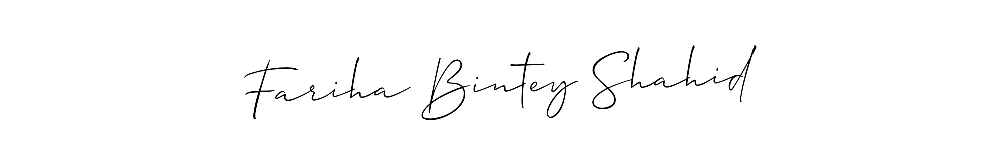 How to make Fariha Bintey Shahid signature? Allison_Script is a professional autograph style. Create handwritten signature for Fariha Bintey Shahid name. Fariha Bintey Shahid signature style 2 images and pictures png