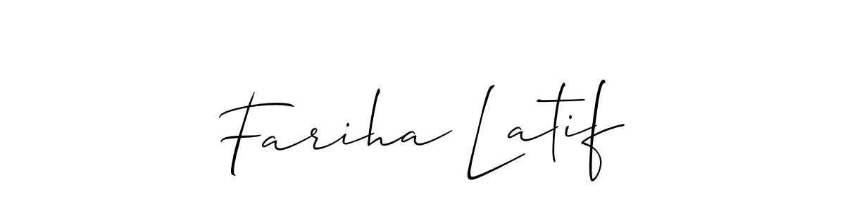 You should practise on your own different ways (Allison_Script) to write your name (Fariha Latif) in signature. don't let someone else do it for you. Fariha Latif signature style 2 images and pictures png