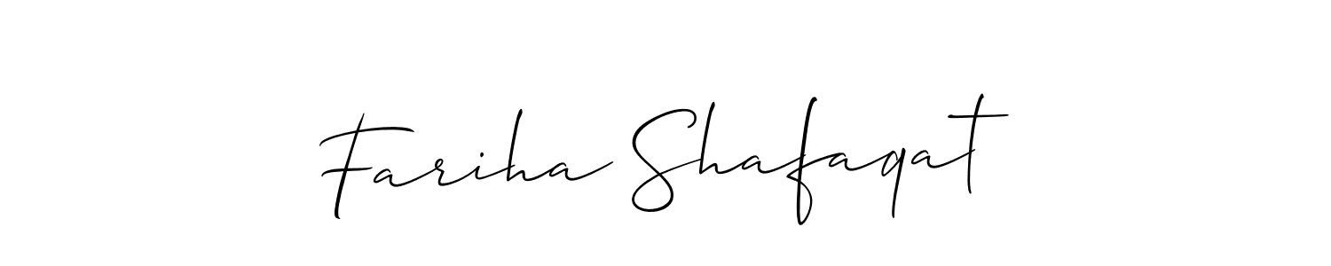 Make a beautiful signature design for name Fariha Shafaqat. With this signature (Allison_Script) style, you can create a handwritten signature for free. Fariha Shafaqat signature style 2 images and pictures png
