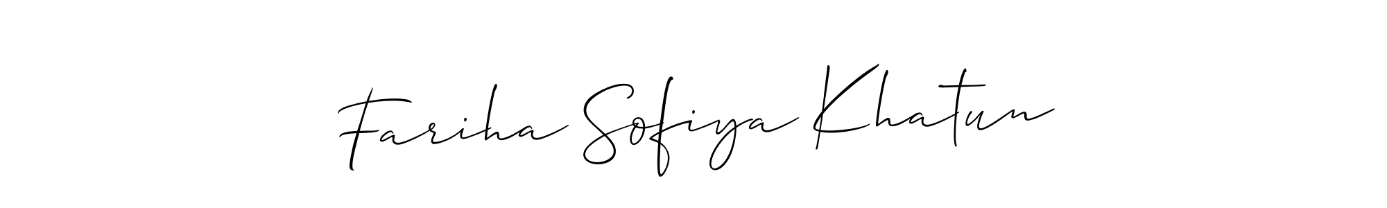 if you are searching for the best signature style for your name Fariha Sofiya Khatun. so please give up your signature search. here we have designed multiple signature styles  using Allison_Script. Fariha Sofiya Khatun signature style 2 images and pictures png