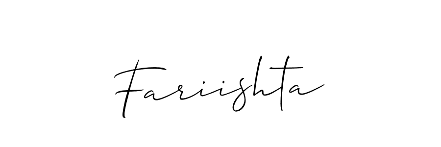 Make a beautiful signature design for name Fariishta. With this signature (Allison_Script) style, you can create a handwritten signature for free. Fariishta signature style 2 images and pictures png