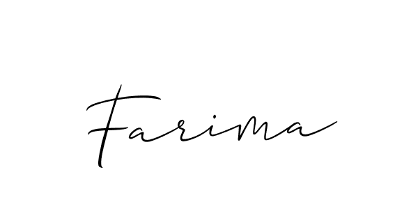 Use a signature maker to create a handwritten signature online. With this signature software, you can design (Allison_Script) your own signature for name Farima. Farima signature style 2 images and pictures png