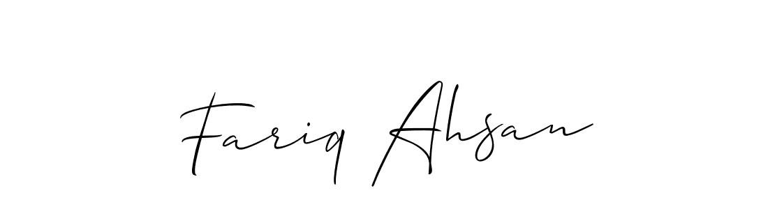 It looks lik you need a new signature style for name Fariq Ahsan. Design unique handwritten (Allison_Script) signature with our free signature maker in just a few clicks. Fariq Ahsan signature style 2 images and pictures png