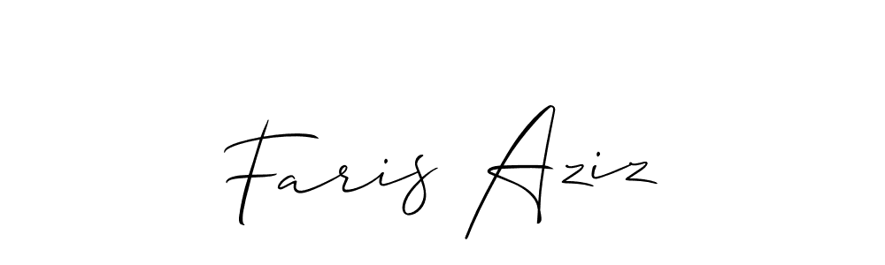 Make a short Faris Aziz signature style. Manage your documents anywhere anytime using Allison_Script. Create and add eSignatures, submit forms, share and send files easily. Faris Aziz signature style 2 images and pictures png