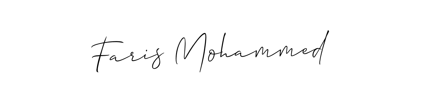 Make a beautiful signature design for name Faris Mohammed. With this signature (Allison_Script) style, you can create a handwritten signature for free. Faris Mohammed signature style 2 images and pictures png