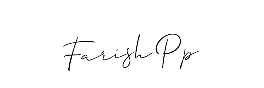 Similarly Allison_Script is the best handwritten signature design. Signature creator online .You can use it as an online autograph creator for name Farish Pp. Farish Pp signature style 2 images and pictures png