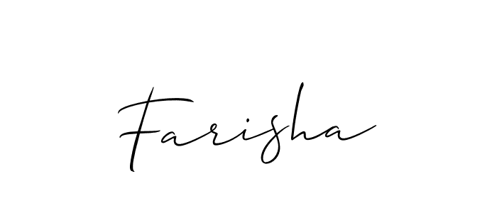 Use a signature maker to create a handwritten signature online. With this signature software, you can design (Allison_Script) your own signature for name Farisha. Farisha signature style 2 images and pictures png