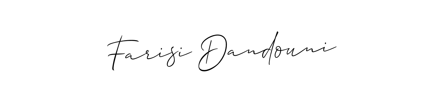 You should practise on your own different ways (Allison_Script) to write your name (Farisi Dandouni) in signature. don't let someone else do it for you. Farisi Dandouni signature style 2 images and pictures png