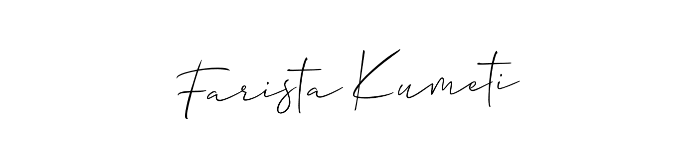 Check out images of Autograph of Farista Kumeti name. Actor Farista Kumeti Signature Style. Allison_Script is a professional sign style online. Farista Kumeti signature style 2 images and pictures png