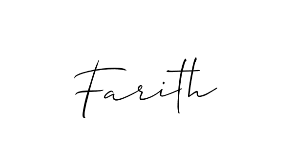 The best way (Allison_Script) to make a short signature is to pick only two or three words in your name. The name Farith include a total of six letters. For converting this name. Farith signature style 2 images and pictures png