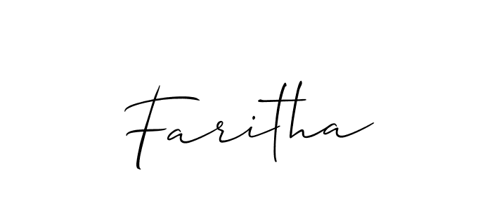 Also we have Faritha name is the best signature style. Create professional handwritten signature collection using Allison_Script autograph style. Faritha signature style 2 images and pictures png