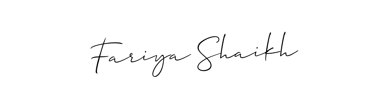 How to make Fariya Shaikh name signature. Use Allison_Script style for creating short signs online. This is the latest handwritten sign. Fariya Shaikh signature style 2 images and pictures png