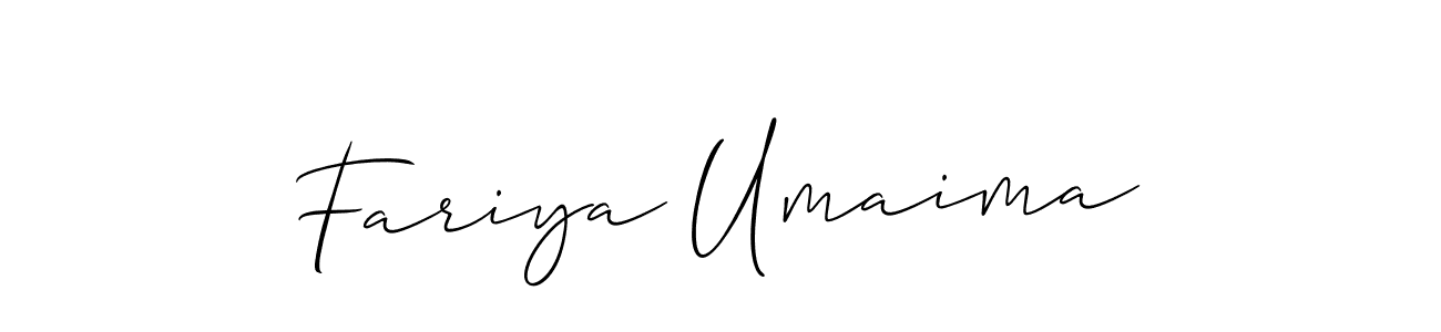 Use a signature maker to create a handwritten signature online. With this signature software, you can design (Allison_Script) your own signature for name Fariya Umaima. Fariya Umaima signature style 2 images and pictures png