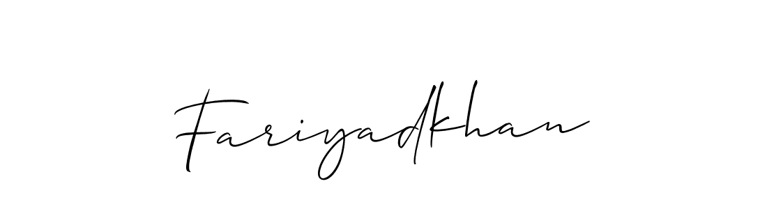 if you are searching for the best signature style for your name Fariyadkhan. so please give up your signature search. here we have designed multiple signature styles  using Allison_Script. Fariyadkhan signature style 2 images and pictures png
