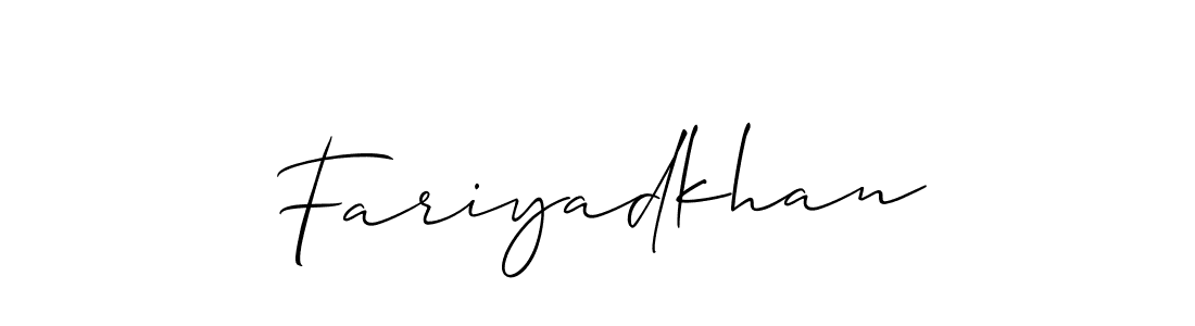 Design your own signature with our free online signature maker. With this signature software, you can create a handwritten (Allison_Script) signature for name Fariyadkhan. Fariyadkhan signature style 2 images and pictures png