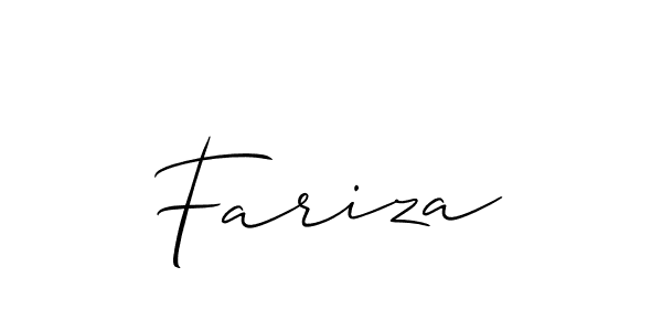 Also You can easily find your signature by using the search form. We will create Fariza name handwritten signature images for you free of cost using Allison_Script sign style. Fariza signature style 2 images and pictures png