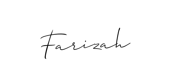 Also You can easily find your signature by using the search form. We will create Farizah name handwritten signature images for you free of cost using Allison_Script sign style. Farizah signature style 2 images and pictures png