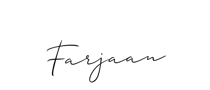 How to make Farjaan name signature. Use Allison_Script style for creating short signs online. This is the latest handwritten sign. Farjaan signature style 2 images and pictures png