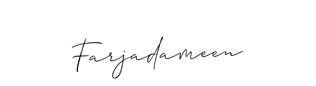 How to make Farjadameen name signature. Use Allison_Script style for creating short signs online. This is the latest handwritten sign. Farjadameen signature style 2 images and pictures png