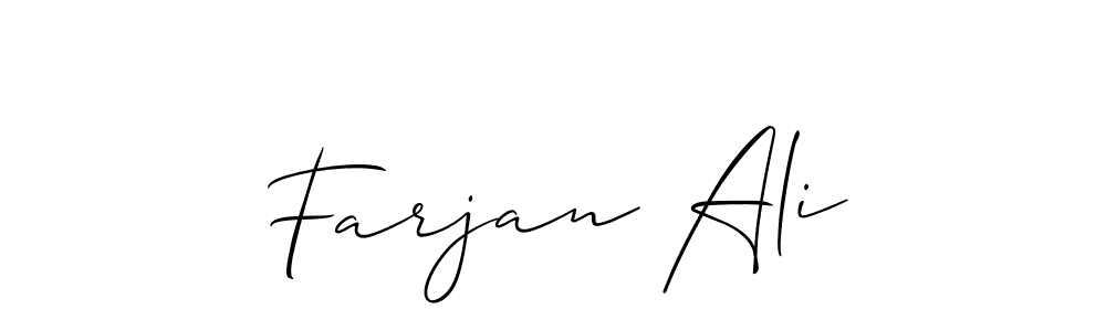 Make a beautiful signature design for name Farjan Ali. With this signature (Allison_Script) style, you can create a handwritten signature for free. Farjan Ali signature style 2 images and pictures png