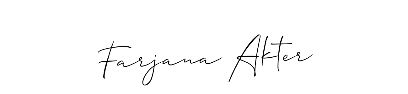 Use a signature maker to create a handwritten signature online. With this signature software, you can design (Allison_Script) your own signature for name Farjana Akter. Farjana Akter signature style 2 images and pictures png