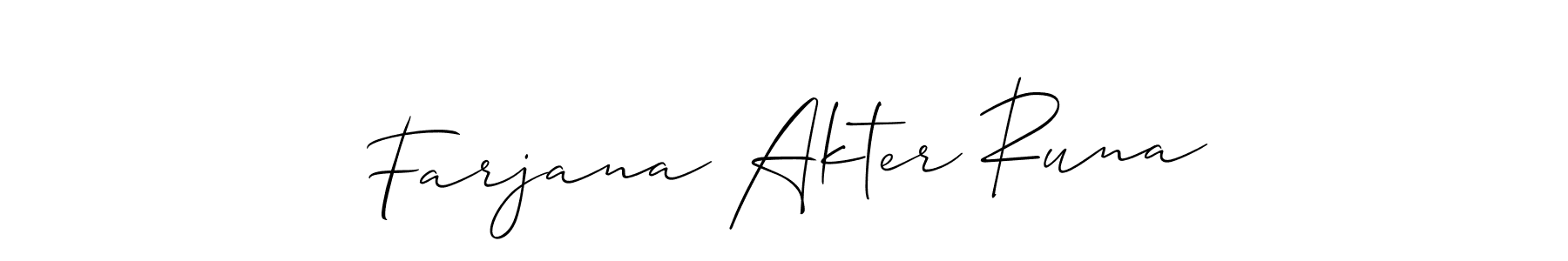 How to make Farjana Akter Runa name signature. Use Allison_Script style for creating short signs online. This is the latest handwritten sign. Farjana Akter Runa signature style 2 images and pictures png