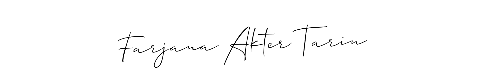 if you are searching for the best signature style for your name Farjana Akter Tarin. so please give up your signature search. here we have designed multiple signature styles  using Allison_Script. Farjana Akter Tarin signature style 2 images and pictures png