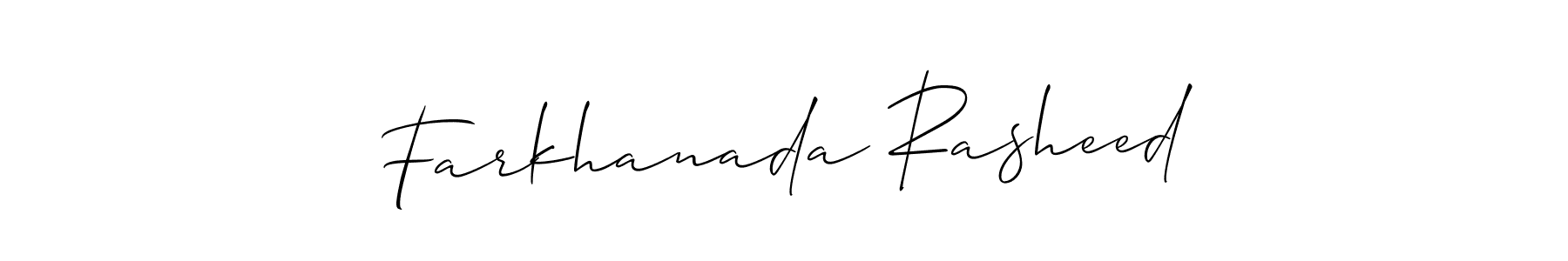 You should practise on your own different ways (Allison_Script) to write your name (Farkhanada Rasheed) in signature. don't let someone else do it for you. Farkhanada Rasheed signature style 2 images and pictures png