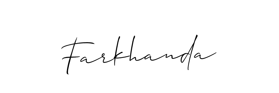 Also we have Farkhanda name is the best signature style. Create professional handwritten signature collection using Allison_Script autograph style. Farkhanda signature style 2 images and pictures png