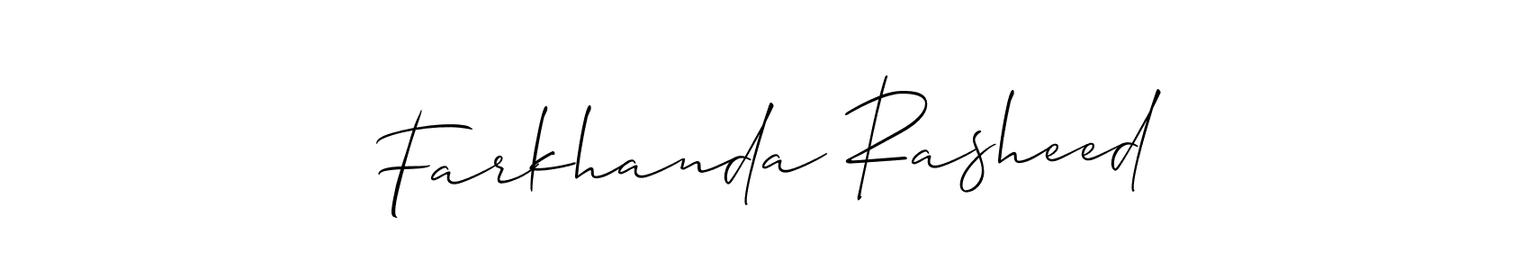 It looks lik you need a new signature style for name Farkhanda Rasheed. Design unique handwritten (Allison_Script) signature with our free signature maker in just a few clicks. Farkhanda Rasheed signature style 2 images and pictures png