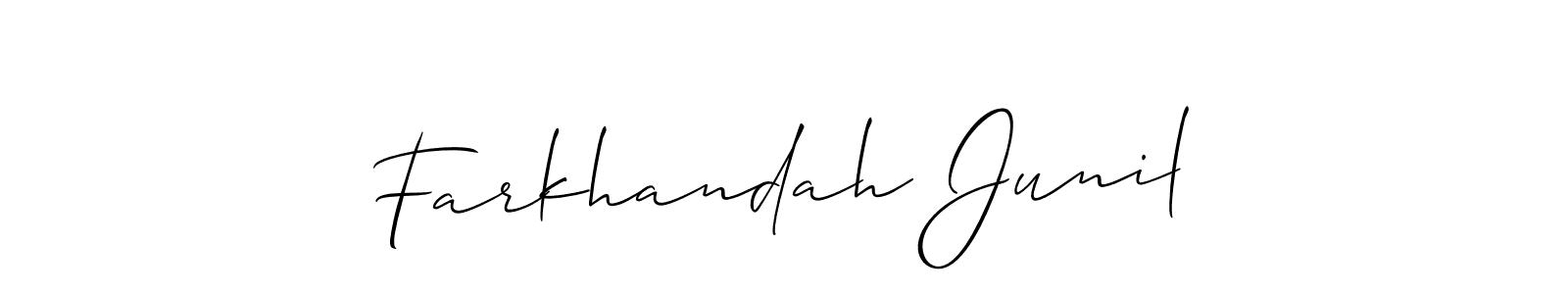 How to Draw Farkhandah Junil signature style? Allison_Script is a latest design signature styles for name Farkhandah Junil. Farkhandah Junil signature style 2 images and pictures png