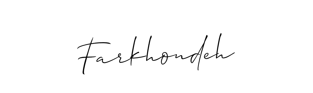 Use a signature maker to create a handwritten signature online. With this signature software, you can design (Allison_Script) your own signature for name Farkhondeh. Farkhondeh signature style 2 images and pictures png