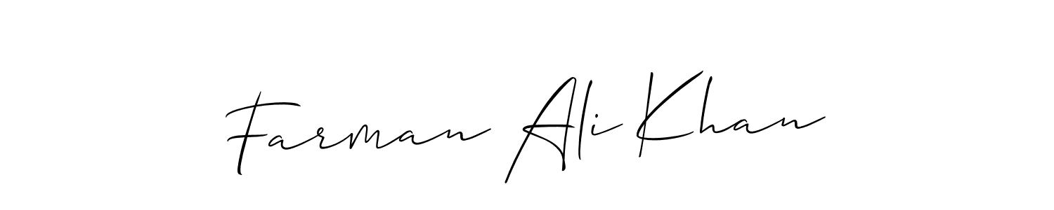 Similarly Allison_Script is the best handwritten signature design. Signature creator online .You can use it as an online autograph creator for name Farman Ali Khan. Farman Ali Khan signature style 2 images and pictures png