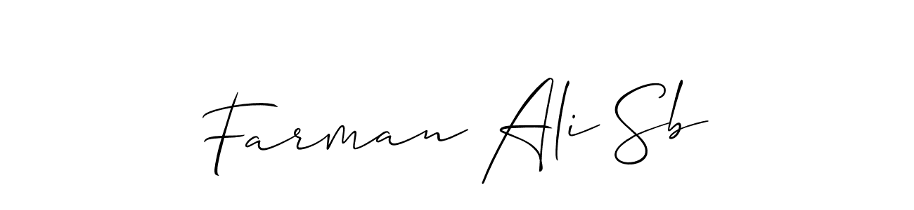 Create a beautiful signature design for name Farman Ali Sb. With this signature (Allison_Script) fonts, you can make a handwritten signature for free. Farman Ali Sb signature style 2 images and pictures png