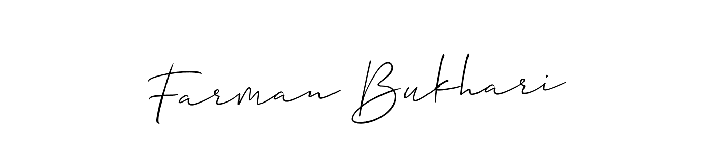 Create a beautiful signature design for name Farman Bukhari. With this signature (Allison_Script) fonts, you can make a handwritten signature for free. Farman Bukhari signature style 2 images and pictures png