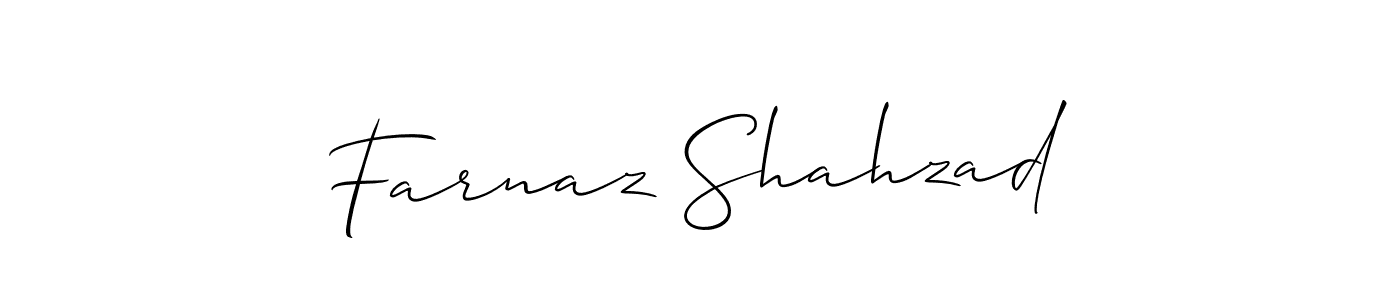 This is the best signature style for the Farnaz Shahzad name. Also you like these signature font (Allison_Script). Mix name signature. Farnaz Shahzad signature style 2 images and pictures png