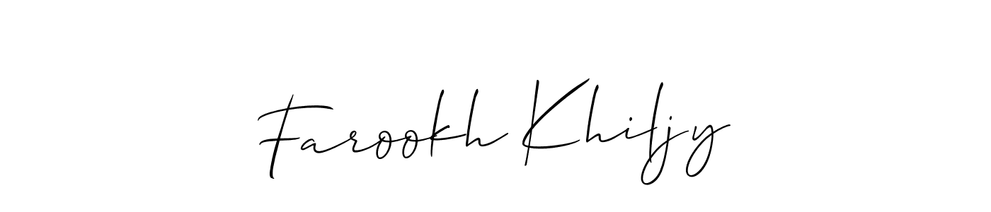 This is the best signature style for the Farookh Khiljy name. Also you like these signature font (Allison_Script). Mix name signature. Farookh Khiljy signature style 2 images and pictures png