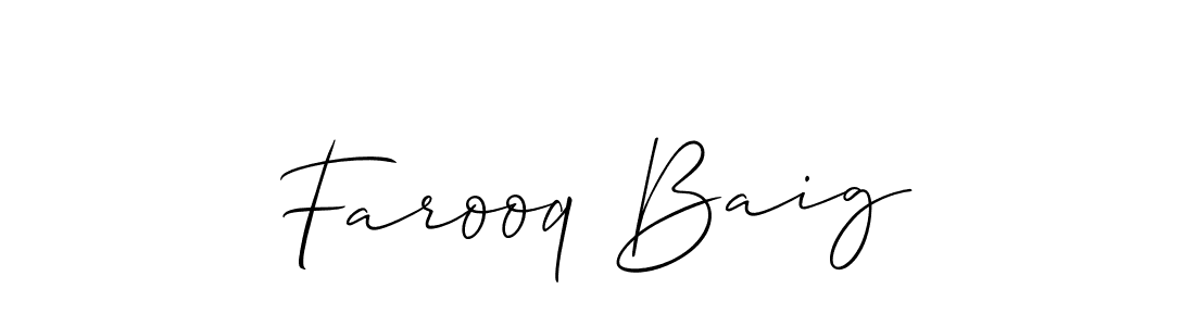 Create a beautiful signature design for name Farooq Baig. With this signature (Allison_Script) fonts, you can make a handwritten signature for free. Farooq Baig signature style 2 images and pictures png