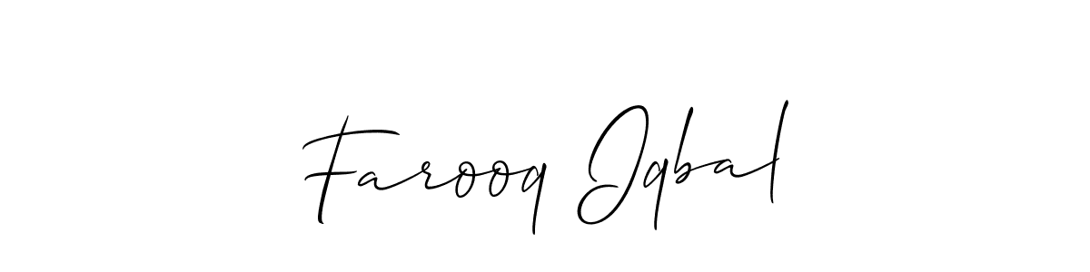 Use a signature maker to create a handwritten signature online. With this signature software, you can design (Allison_Script) your own signature for name Farooq Iqbal. Farooq Iqbal signature style 2 images and pictures png