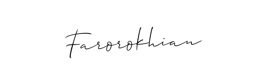 Make a beautiful signature design for name Farorokhian. With this signature (Allison_Script) style, you can create a handwritten signature for free. Farorokhian signature style 2 images and pictures png