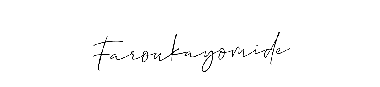 Also You can easily find your signature by using the search form. We will create Faroukayomide name handwritten signature images for you free of cost using Allison_Script sign style. Faroukayomide signature style 2 images and pictures png