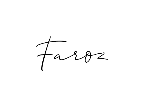 Use a signature maker to create a handwritten signature online. With this signature software, you can design (Allison_Script) your own signature for name Faroz. Faroz signature style 2 images and pictures png