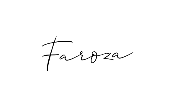 Make a beautiful signature design for name Faroza. With this signature (Allison_Script) style, you can create a handwritten signature for free. Faroza signature style 2 images and pictures png