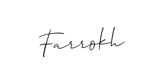 Design your own signature with our free online signature maker. With this signature software, you can create a handwritten (Allison_Script) signature for name Farrokh. Farrokh signature style 2 images and pictures png