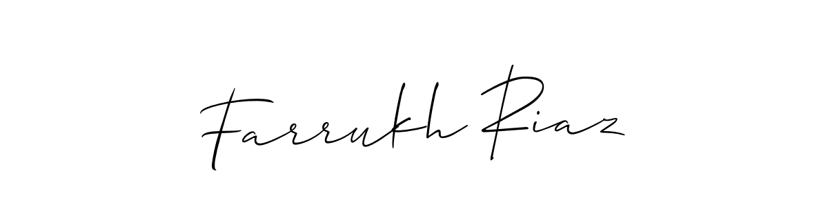 Make a beautiful signature design for name Farrukh Riaz. With this signature (Allison_Script) style, you can create a handwritten signature for free. Farrukh Riaz signature style 2 images and pictures png