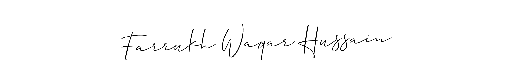 This is the best signature style for the Farrukh Waqar Hussain name. Also you like these signature font (Allison_Script). Mix name signature. Farrukh Waqar Hussain signature style 2 images and pictures png