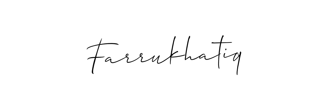 if you are searching for the best signature style for your name Farrukhatiq. so please give up your signature search. here we have designed multiple signature styles  using Allison_Script. Farrukhatiq signature style 2 images and pictures png